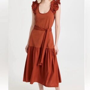 Nation LTD Rust Ruffle Sleeve Dress